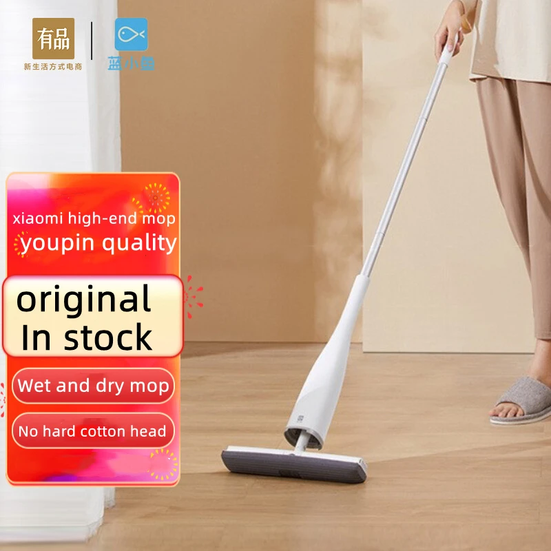 

Xiaomi Mop Blue Fish Double-Fold Squeezing Mop Sponge Head Mop Water-Absorbent Household Floor Mop Free Handwash Glue Cotton Mop