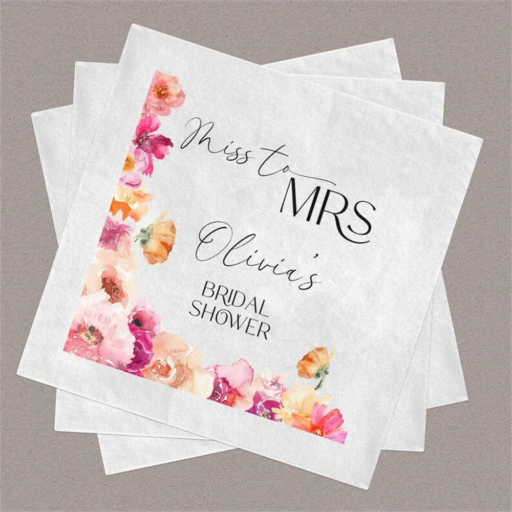 50 шт. ярко-розовые и оранжевые Бриджи Miss to Mrs для невесты | Индивидуальные бумажные
