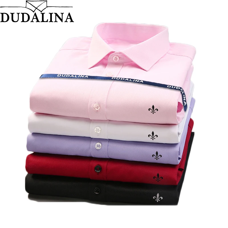 

Camisa Social Masculino Dos Homens de Negócios Clássicos printed shirt Dudalinas 2021 male Manga short Colar