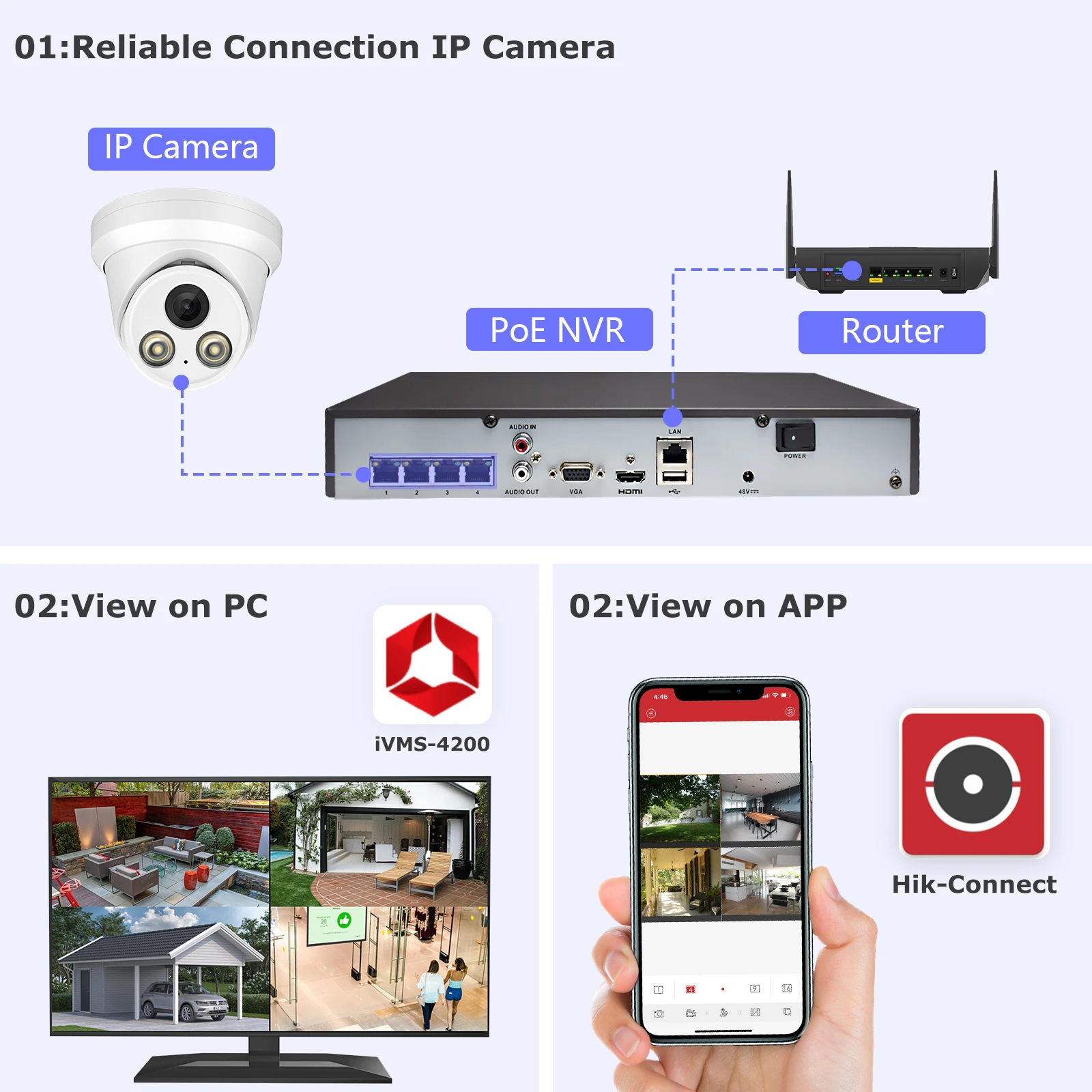 Hikvision совместимые наборы 4PCS 8MP POE IP Camera 4K ColorVu &amp 8CH NVR DS-7608NI-Q1/8P наружное