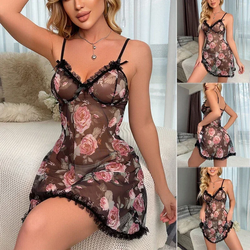 Сексуальная одежда для сна с v-образным вырезом ночное платье женская ночная
