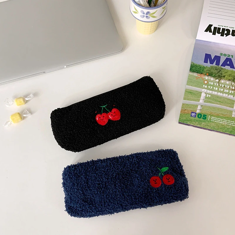 Сумка-карандаш с вышивкой вишни плюшевый пенал сумка для канцелярских