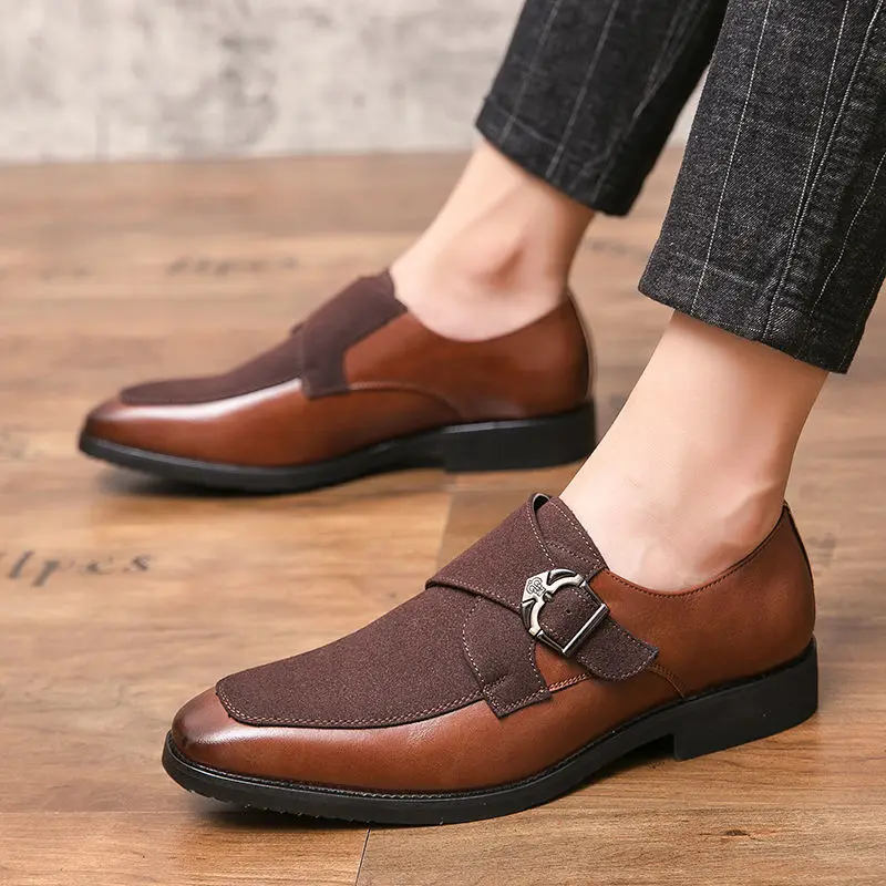 

Monk Strap Formal Shoes Men Elegant Coiffeur Mens Dress Shoes Brand Brown Dress Shoes Men Classic Italian Big Size Buty Meskie