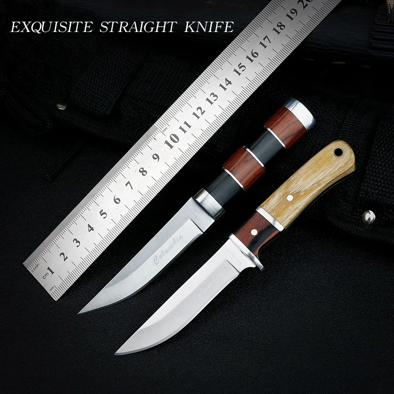 

Boutique Outdoor Colorful Wood Knife Spliced Fruit Knife Portable Stainless Steel Barbecue Knife Practical And Portable