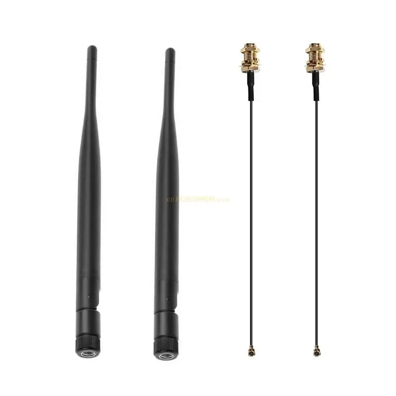 

Dual Band Antenna 6dBi for WiFi Router RP-SMA 2.4GHz 5GHz +2 x 30cm U.fl / IPEX MHF4 Cable Rang Pigtail Antennas Set 63HD