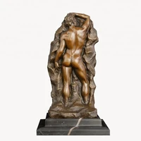 ah ds 373 bronze western nude man relief statue sculpture male figurine desktop bar decoration