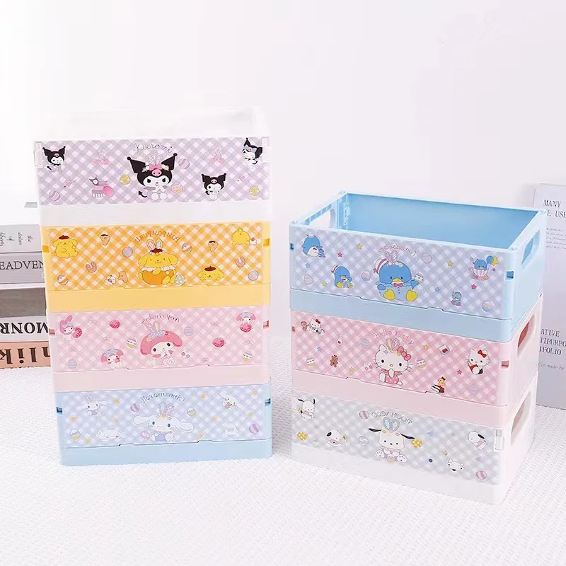 

Kawaii Sanrio Storage Box Cute Hellokitty Kuromi My Melody Cinnamoroll Cartoon Foldable Sundry Storage Basket Toy for Girls Gift