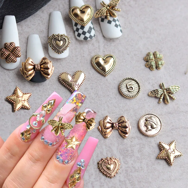 

20 шт., металлические подвески для ногтей в стиле ретро