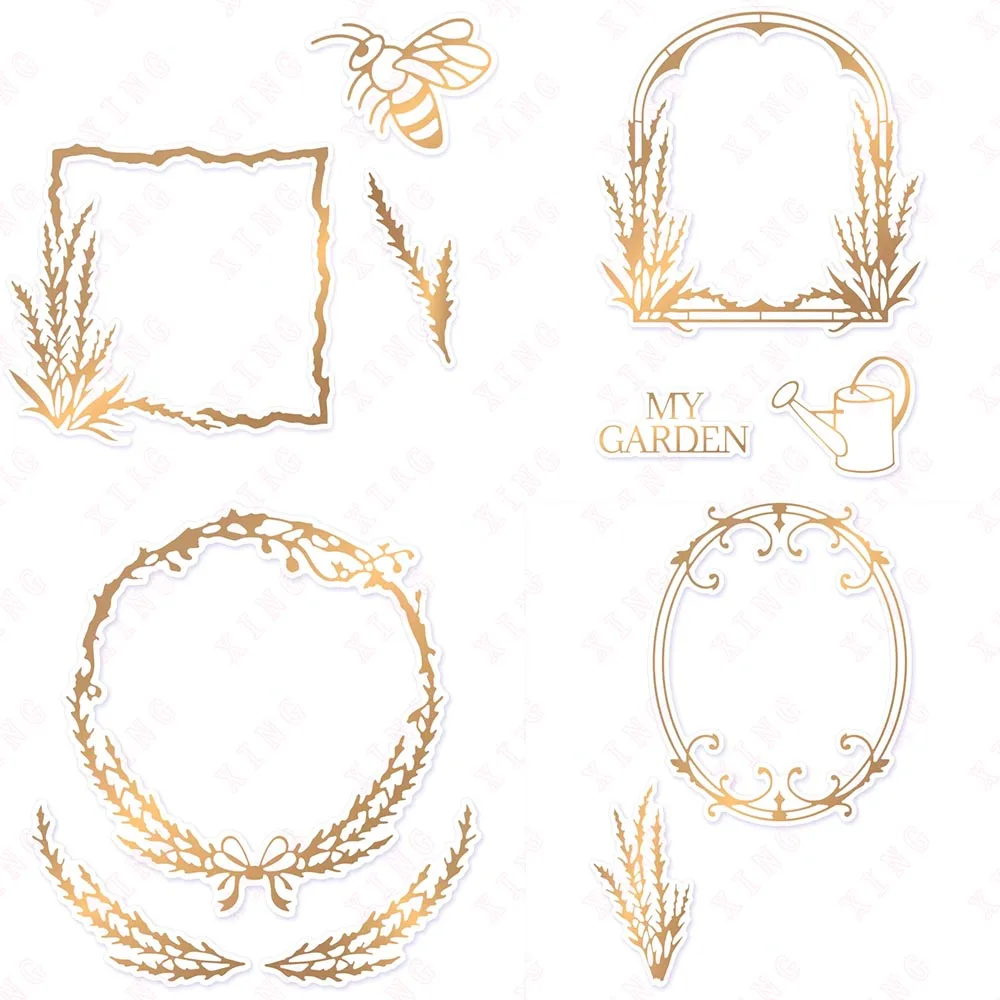 

New Wrought Iron Buzzing My Garden Frame Rustic Wreath Hot Foil 2023 Scrapbook Card Album Diy Craft Decoration Embossing Cut Die