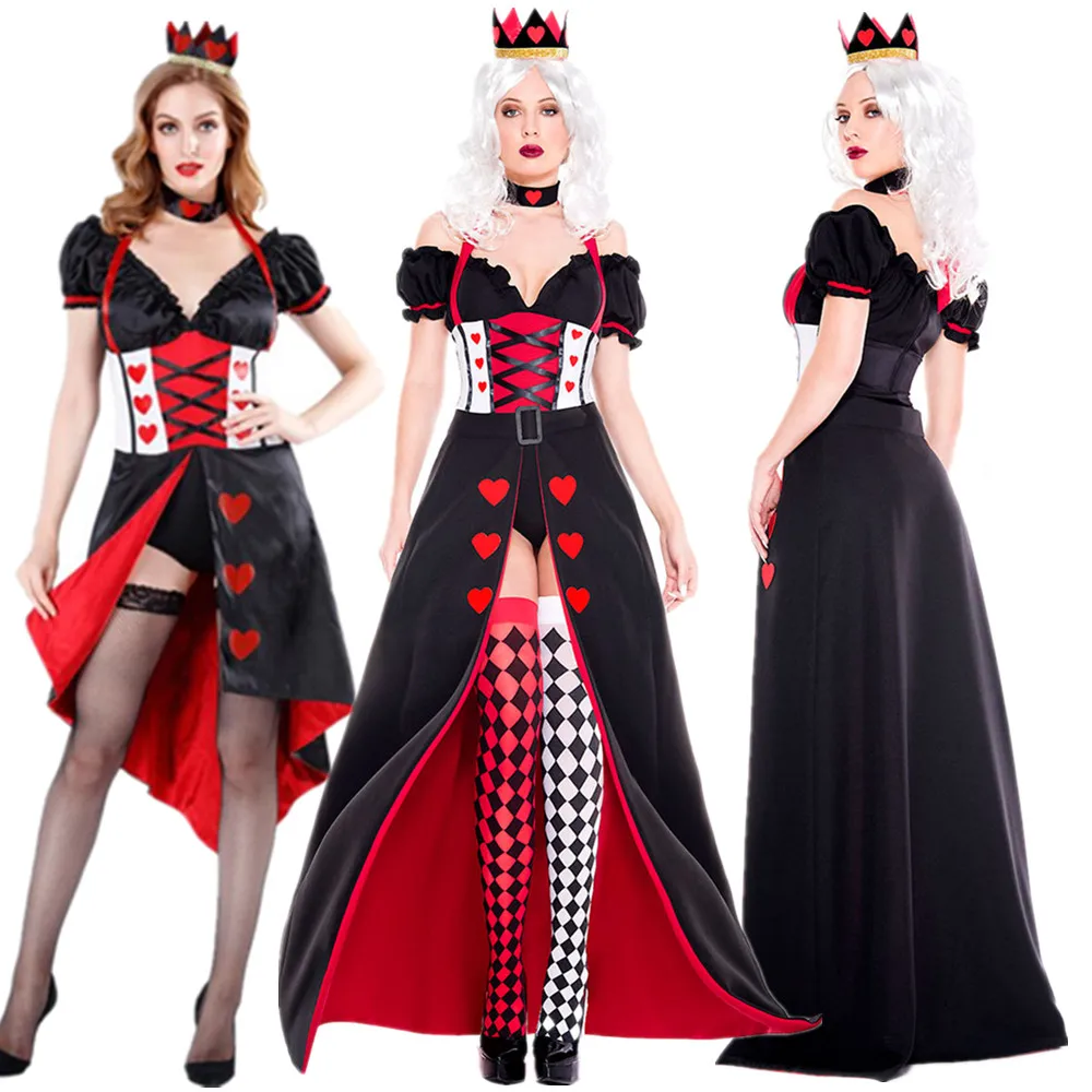Queen of hearts Alice in Wonderland Costume Poker Queen Cosplay Halloween Masquerade Costumes Sexy Dress