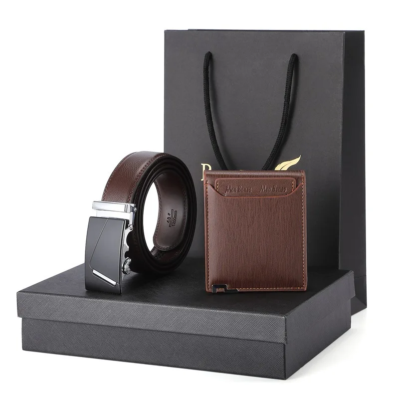 

Men's Wallet Belt Set Company Gift Leather Belt Wallet Combination Set