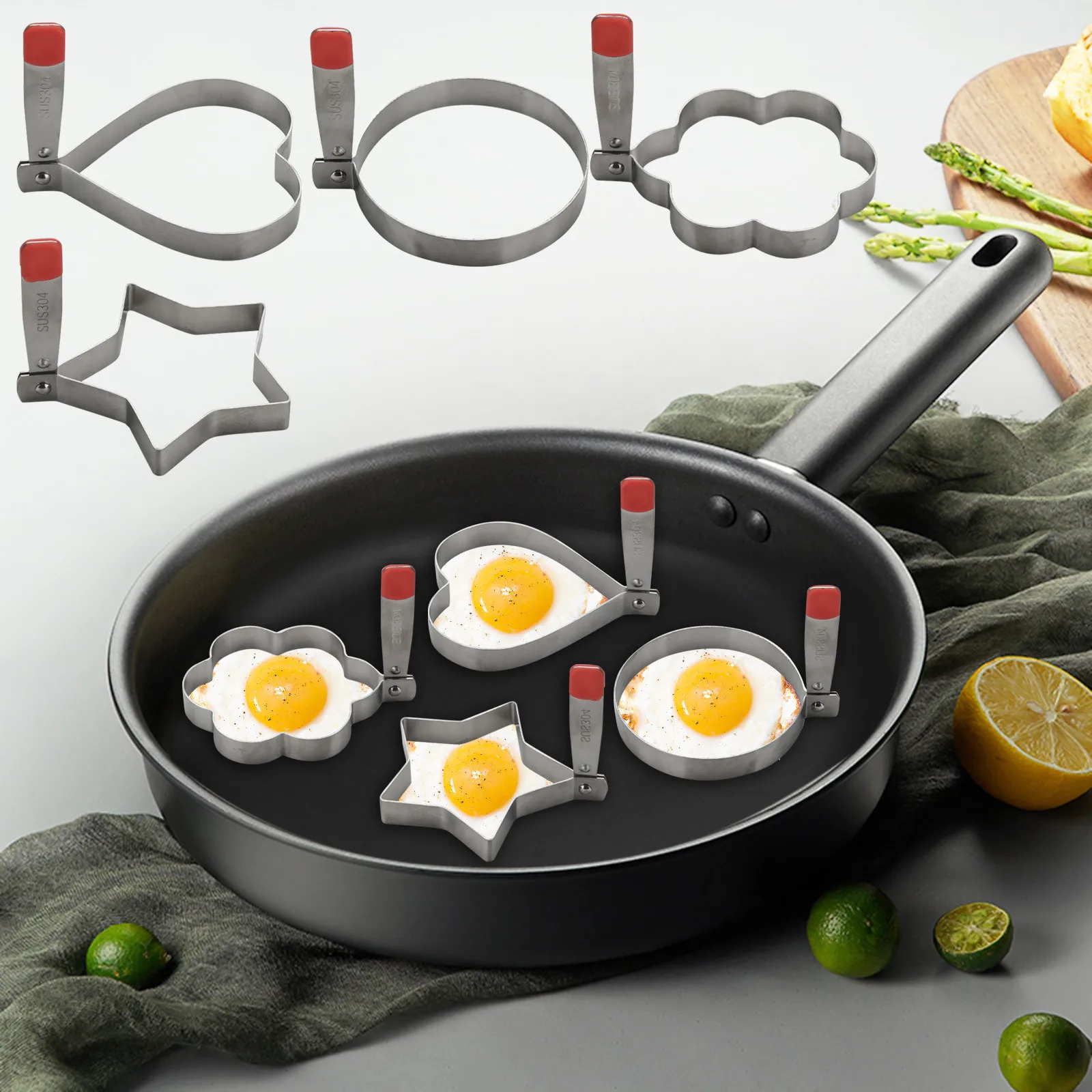 

Горячая новинка жареный яичный блин форма r нержавеющая сталь Форма r кухонные кольца сердце звезды цветы форма кухонные инструменты форма