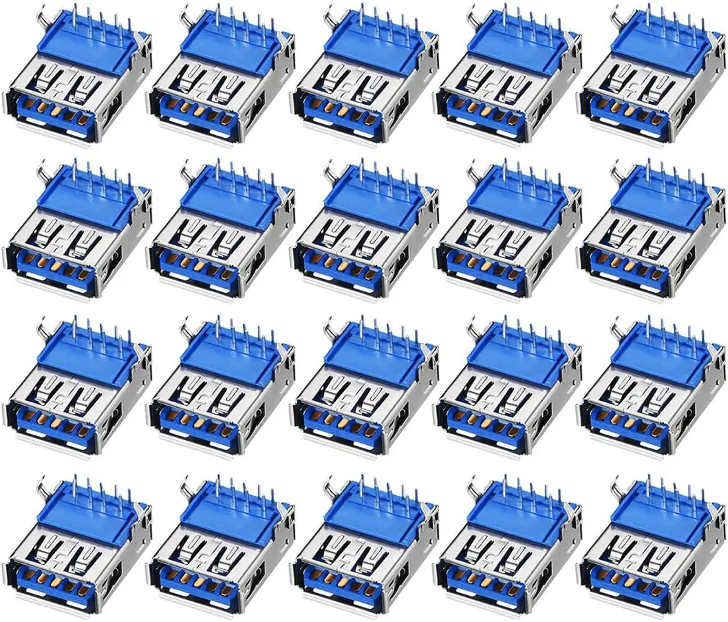

PCB USB Connector Type-A 3.0 Female Jack 9 Pin Bend Foot 90 Degree 20pcs