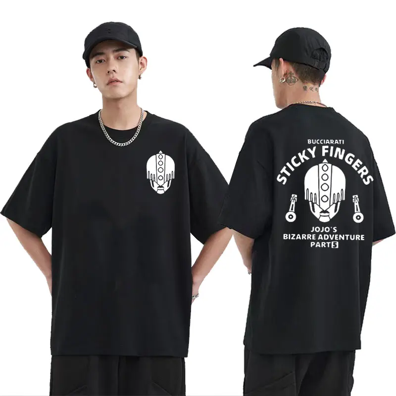 

Hot Sale Anime JoJo's Bizarre Adventure Bucciarati Sticky Fingers Double Sided Printed Tshirt Men Women Oversized Manga T-shirts
