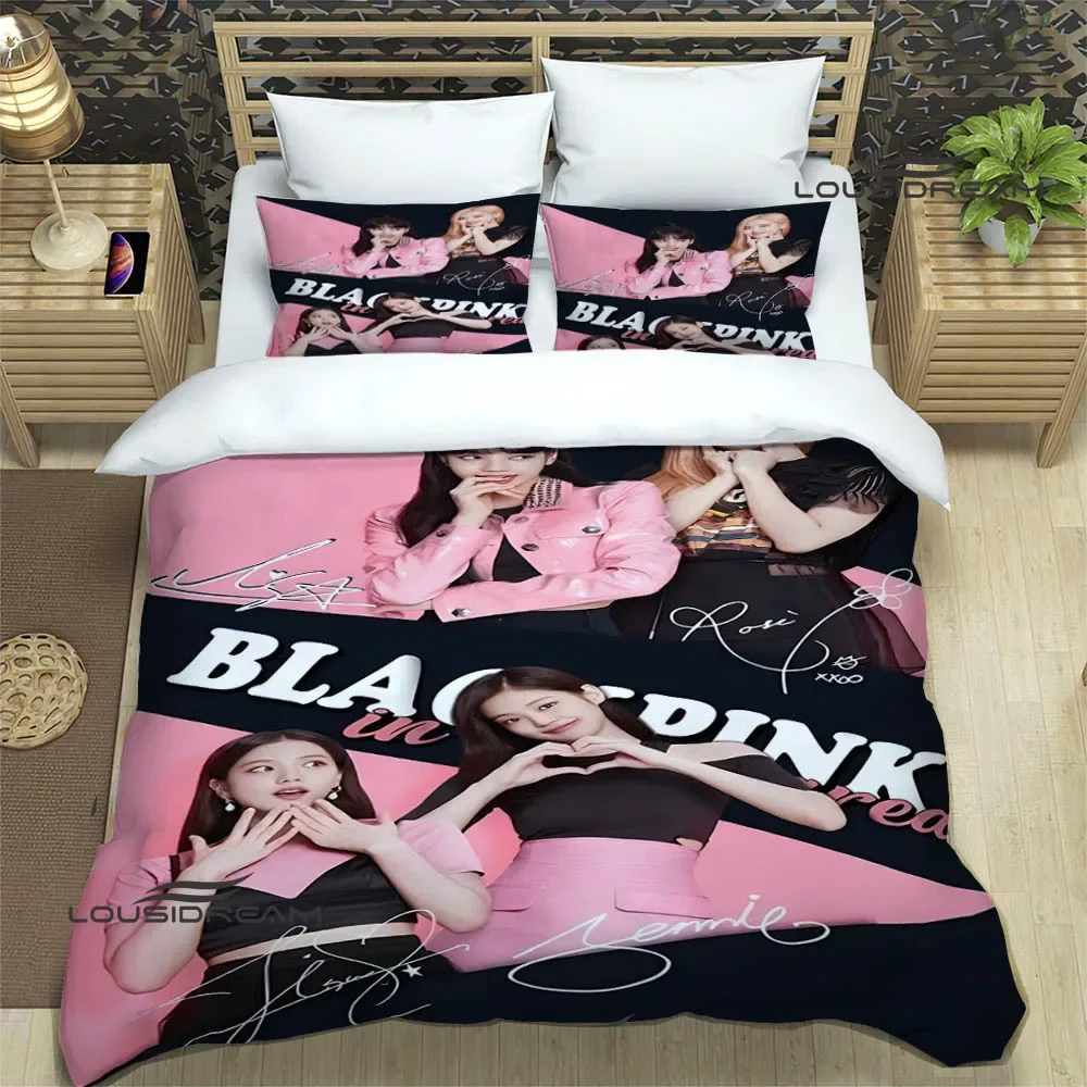 

Korean idol group black-pink printed Bedding Sets exquisite bed supplies set duvet cover bed comforter set bedding set luxury