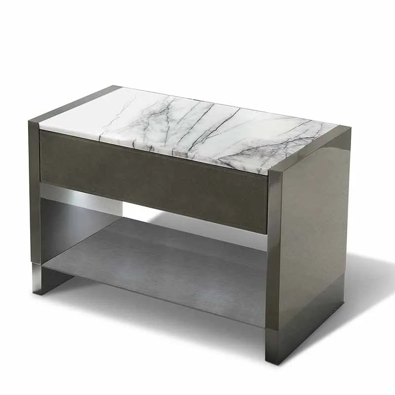 

super modern home furniture black function hidden secret space marble top bedroom luxury night stand bedside table