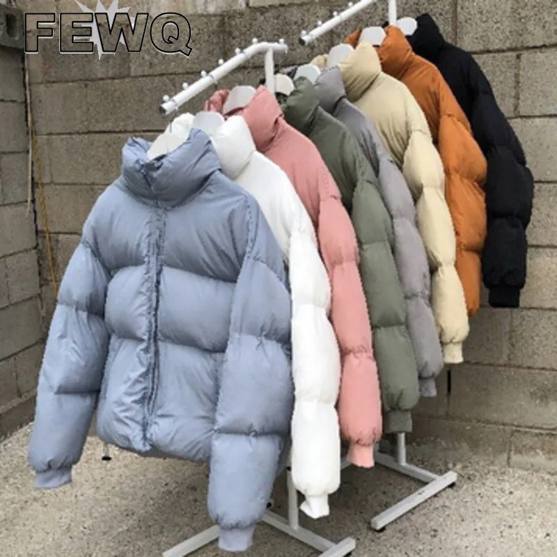 

FEWQ Men's Cotton-padded Jacket 2023 Winter Male Stand Collar Solid Color Clothes Korean New Fashion Oversize Short Coats 9Y3697