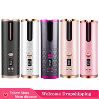 automatic hair curler usb rechargeable women portable hair curling iron lcd display ceramic curly rotating curling wand styer