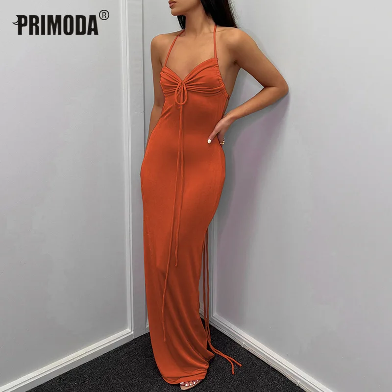 

Вечернее платье макси с открытой спиной, сексуальное женское облегающее платье на бретелях-спагетти для женщин, длинное Клубное пляжное пл...