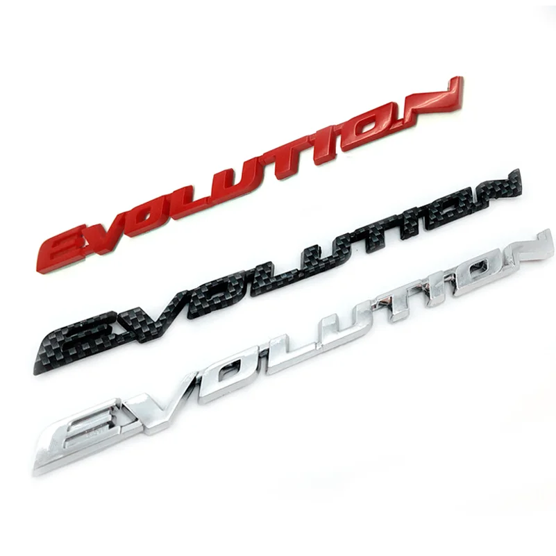 

3D ABS Plastic EVOLUTION Logo Car Rear Bumper Trunk English Alphabet Letter Emblem Stickers Badge Decals Car Styling Accessories
