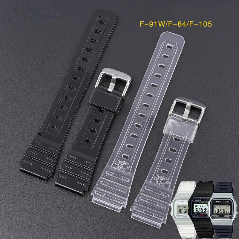 

for Casio F-91W F84 F105 108 A158 A168 AE-1200 1300 Sport Watchband Straps Wrist Bracelet Black Silicone Watch Band Strap