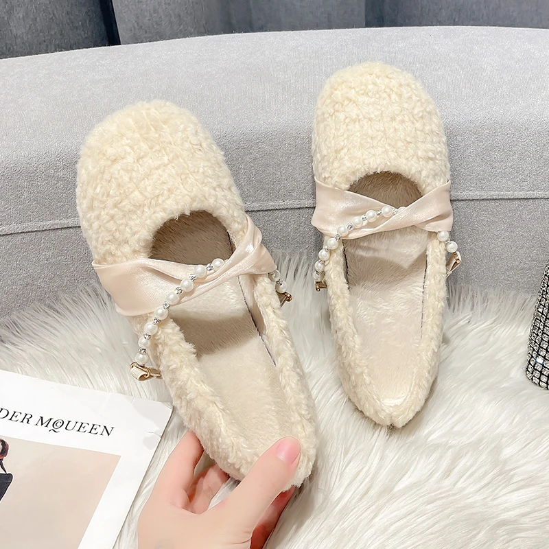 

Moccasin Shoes 2022 Fashion Women's Casual Female Sneakers Flats Loafers Fur Round Toe Autumn Moccasins Modis Dress New Winter