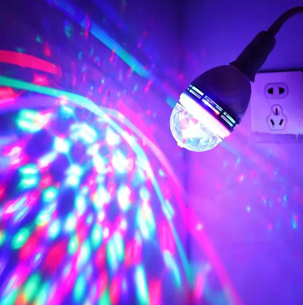

Светодиодный волшебный шар E27, вращающаяся проекционная мини-лампа RGB, освещение для дискотеки, освещение для дома, детской комнаты, для сцены, свадьбы