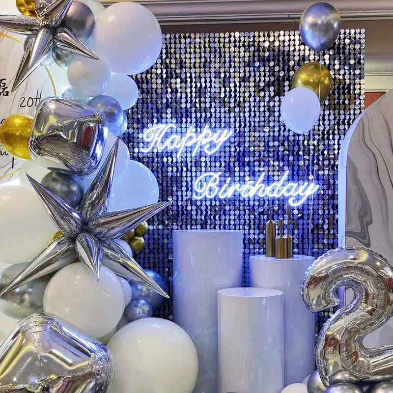 18 панелей серебряные мерцающие настенные панели квадратные фотообои для