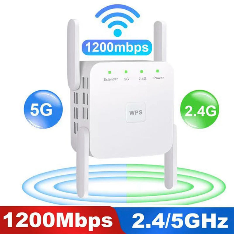 

5G WiFi Repeater Wifi Amplifier Signal Wifi Extender Network Wi Fi Booster 1200Mbps 5 Ghz Long Range Wireless Wi-fi Repeater