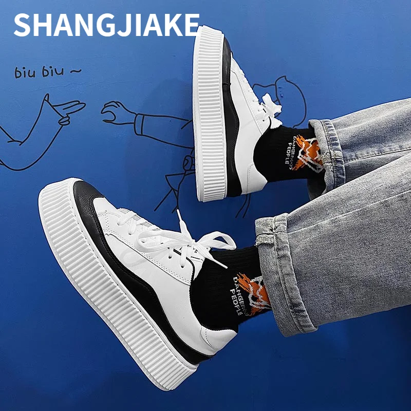 

2021 New Men's Board Shoes Men's Thick-soled Shoes Men's Big Head Casual Sports Students Mori Ulzzang Men's Shoes Shoes Men