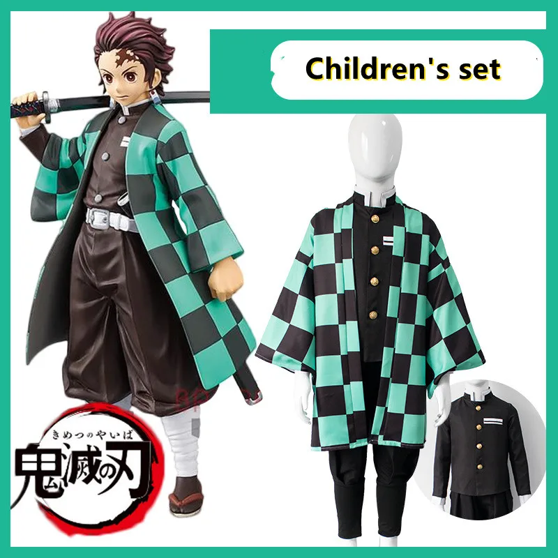 

Anime Demon Slayer Children's Clothing Cosplay Kamado Tanjirou Kisatsutai Halloween Boys Girls Costume Set