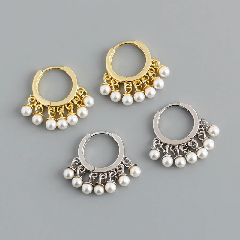 

Eh1314 Pearl Earrings S925 Earrings Gold personality exaggerated fashion round earrings female