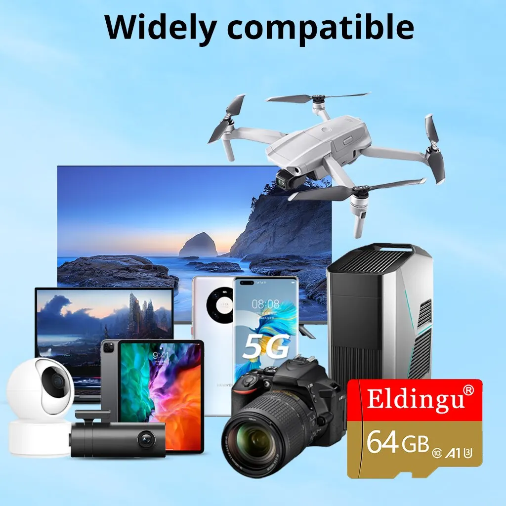 Оригинальная TF-карта Eldingu 64 ГБ Class10 A1 Для Наблюдения MP3 MP4 Mobile Memory Card 32 U1 128 U3