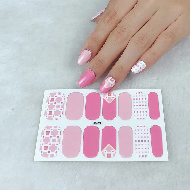 

Waterproof Self Adhesive Easy Press on Full Coverage Nail Polish Portable Trendy Cute DIY Nail Stickers Designed Brand Logo