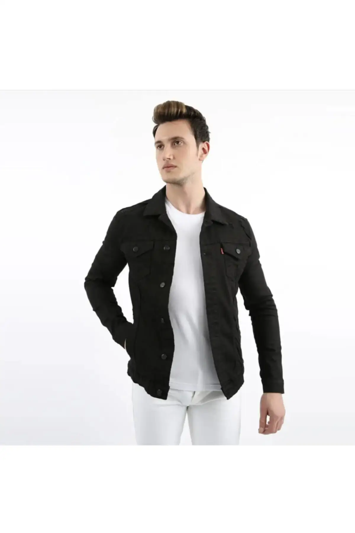 

Женская модная джинсовая куртка, черная джинсовая куртка-пальто (унисекс)