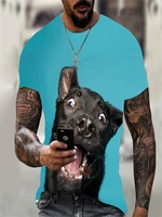oversized mens summer t shirt new round neck short sleeved 3d printing black dog fashion male casual short top