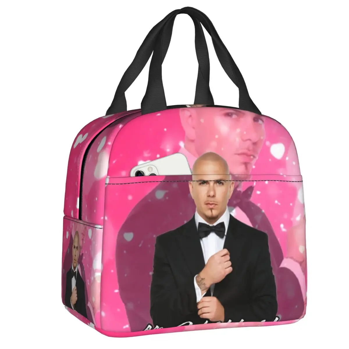 

Mr Worldwide Says To Live Laugh Love Pink Insulated Lunch Bags for Outdoor Picnic Pitbull Resuable Cooler Thermal Lunch Box