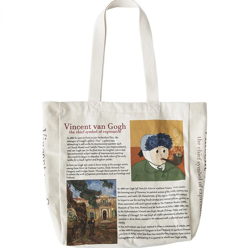

New Design Women Canvas Shoulder Bag Van Gogh Print Storage Shopping Bags Students Book Bag Cotton Ladies Cloth Handbags Tote