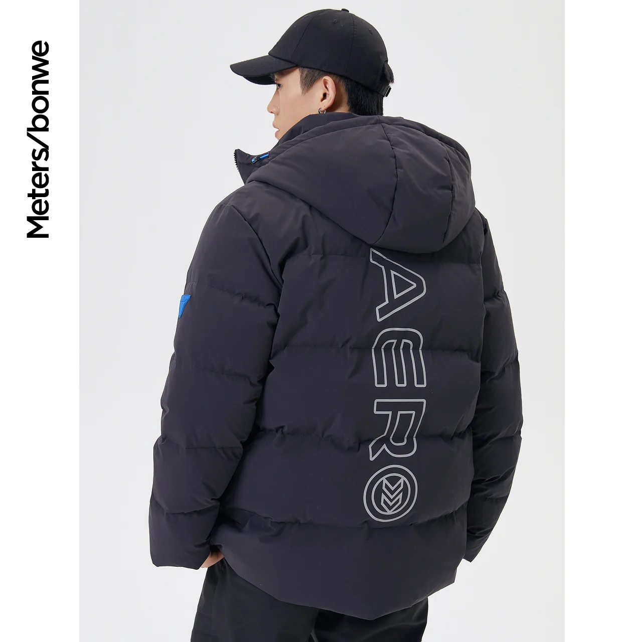 Metersbonwe Down Jacket Men Winter Back Printed Mid-length Hooded Down Coat Male Brand Loose Outerwear Fashion Warm Coat New