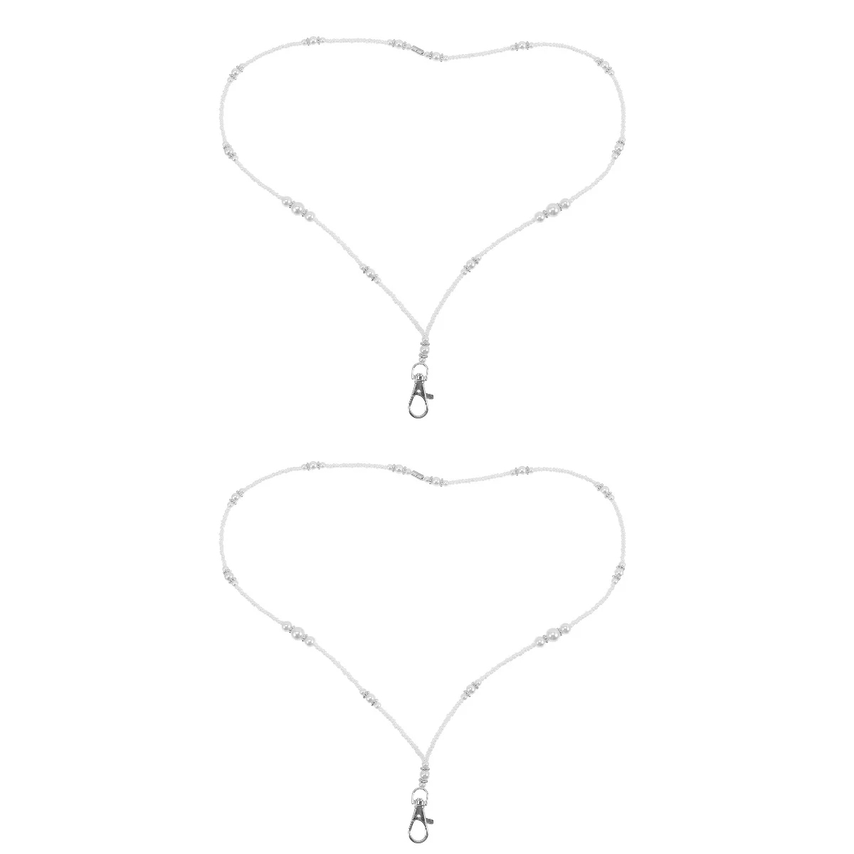 

2 Pieces Pearl Badge Lanyard Miss Beaded Keychain Id Holder Iron Lanyards Badges Women