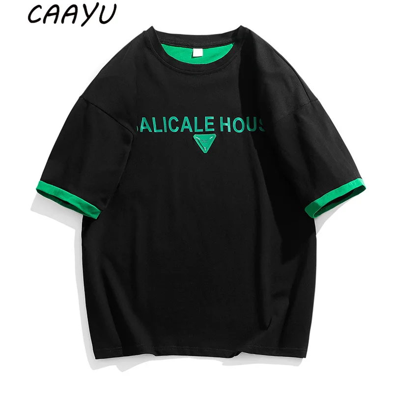 

CAAYU Mens 2022 Summer Graphic T-Shirts Oversized Fashion Casual Japanese Streetwear Hip Hop Trend Male Harajuku TShirts for Men
