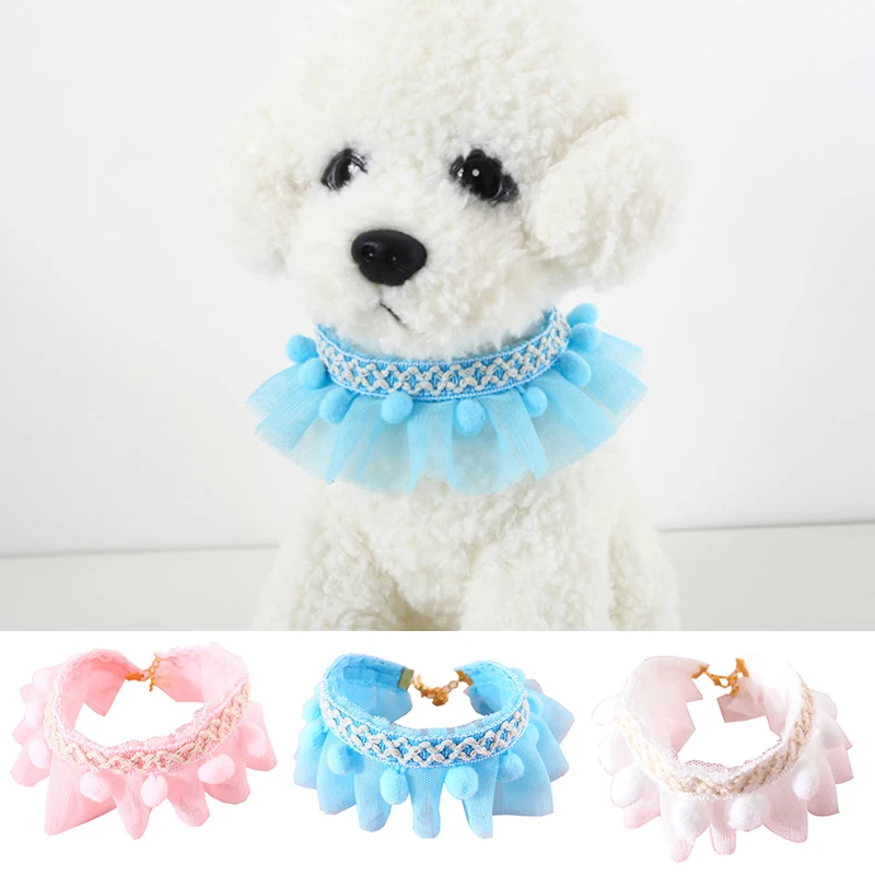 

Cute Lace Princess Cat Collar Pet Necklace Accessories Puppy Chihuahua Kitten Collars With Balls Adjustable Pets Bowtie Gift