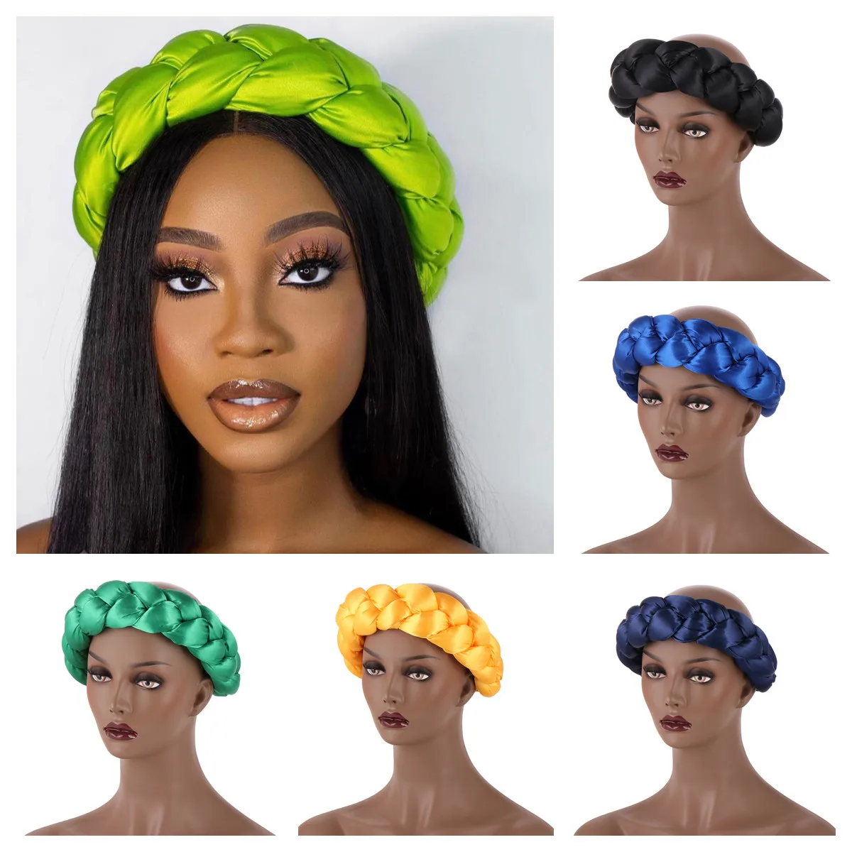 

Новинка 2022, модная шапка-тюрбан с косами для женщин, эластичные повязки для волос карамельных цветов, женские головные уборы, головной убор, ...