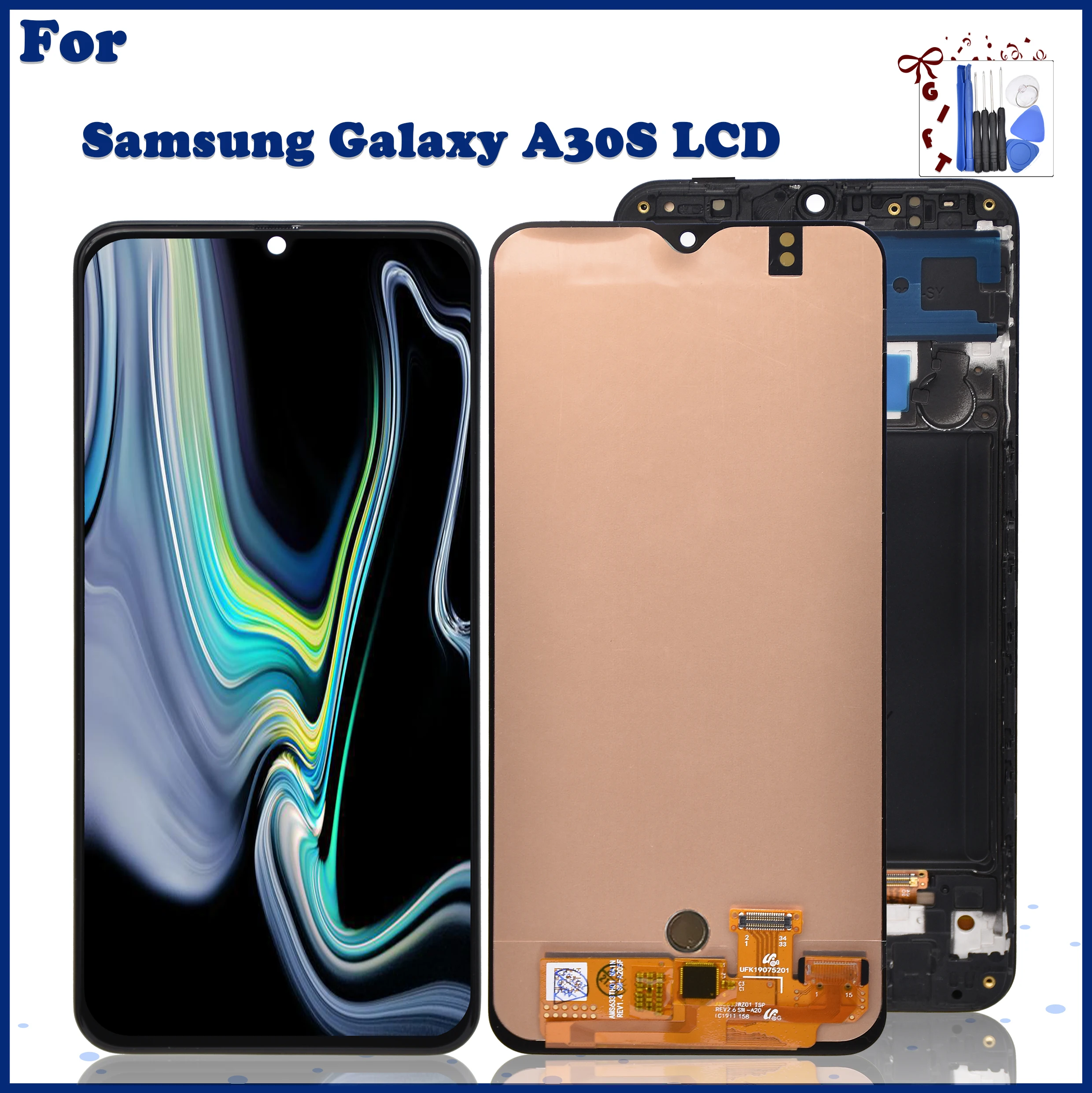 

Super AMOLED 6.4"For Samsung Galaxy A30S A307F A307 A307FN LCD Display Touch Screen Digitizer Assembly For Samsung A30S+Frame