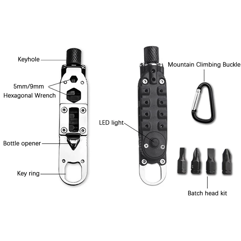 

Mini Multifunctional Keychain EDC Outdoor Camping Portable Stainless Steel Pocket Screwdriver Tools For Wilderness Survival