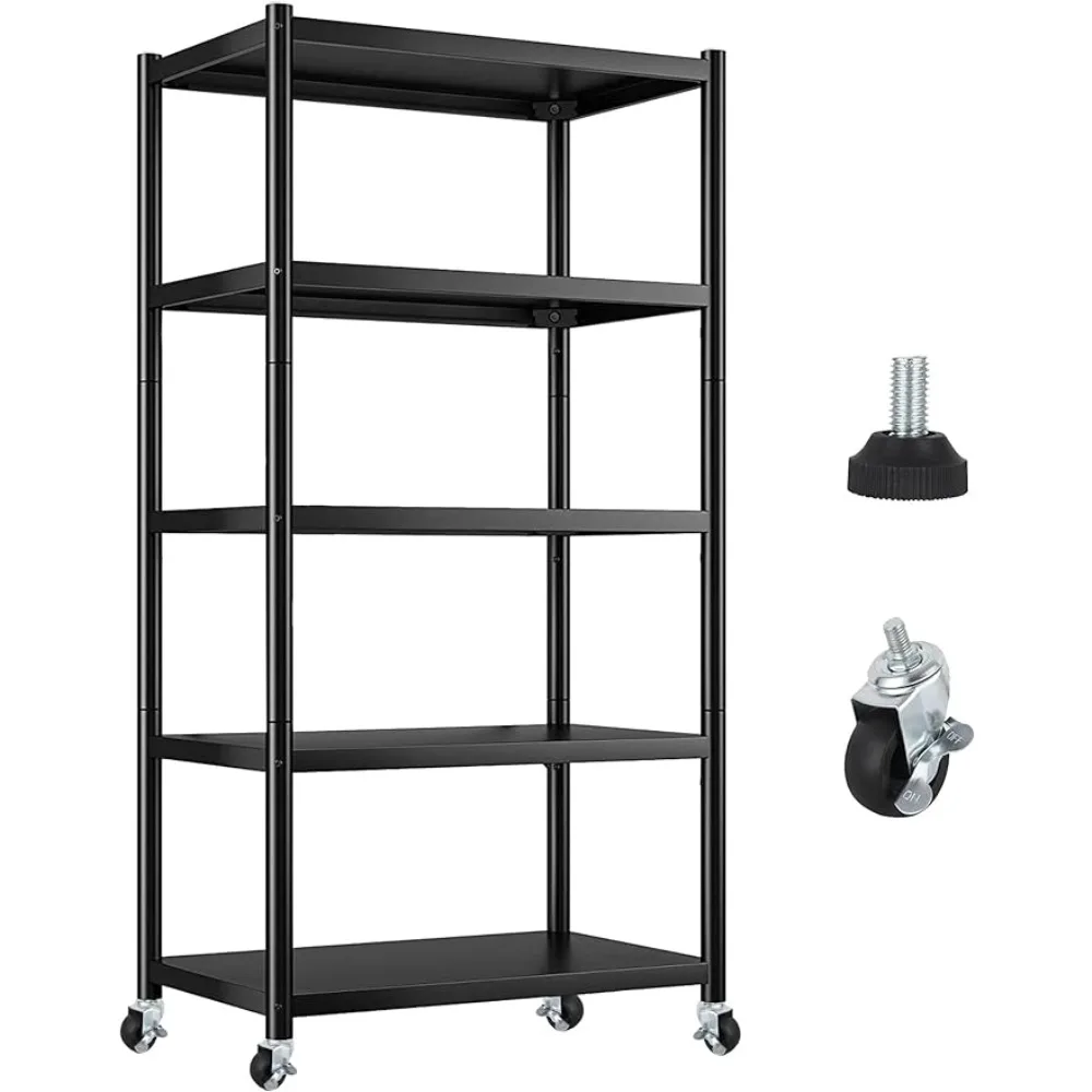 

5 Tier Lightweight Metal Storage Shelves, Kitchen Storage Shelves Garage Shelving Unit, Utility Shelf for Pantry Office Laundry
