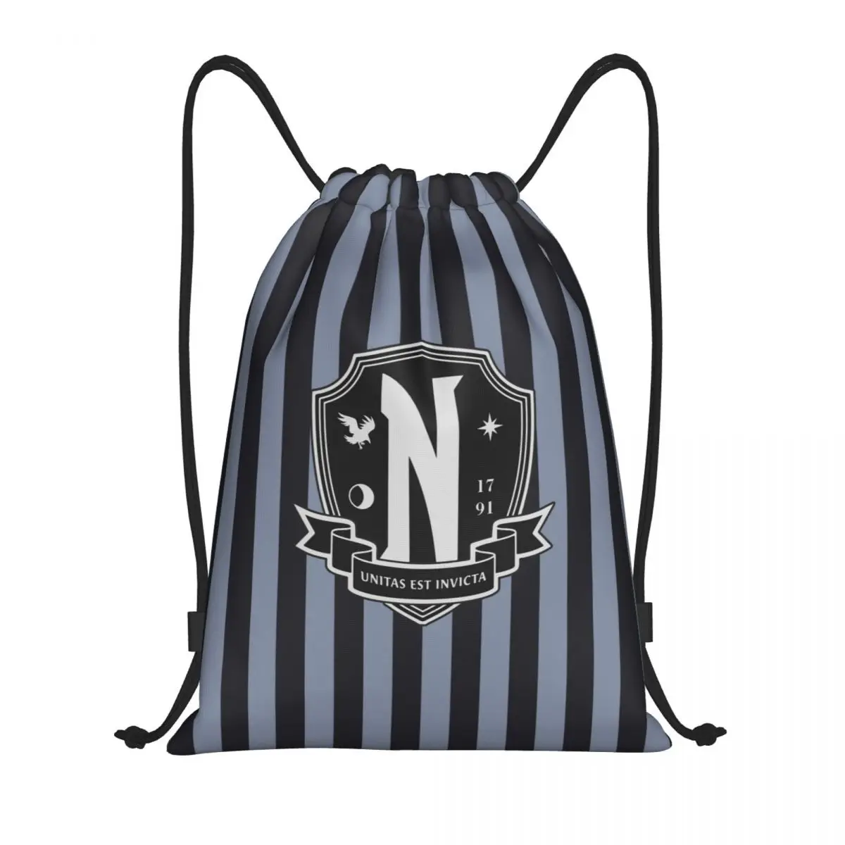 

Custom Nevermore Academy Wednesday Addams Drawstring Bag for Shopping Yoga Backpacks Men Women Horror TV Sports Gym Sackpack
