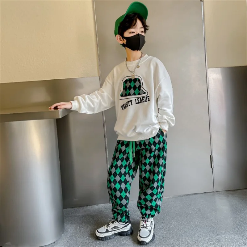 2 шт./комплект детский хлопковый комплект из свитшота и брюк |