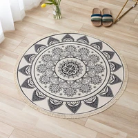 Boho Geometric Woven Carpet Mandala Florals Round Rugs Area Rugs for Bedroom Living Room Prayer Rug Meditation Blanket Yoga Mat