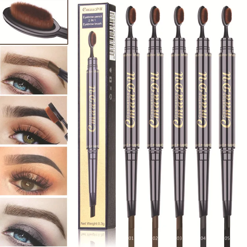 

2 In 1 Triangle Eyebrow Pencil with Brush Multifunctional Longlasting Natural Easy Wearing Brow Pencil Microblading Waterproof